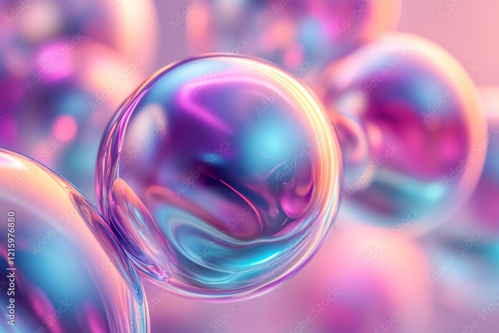 Abstract spheres, iridescent design, 3d render, Generative AI Abstract spheres, iridescent design, 3d render, Generative AI