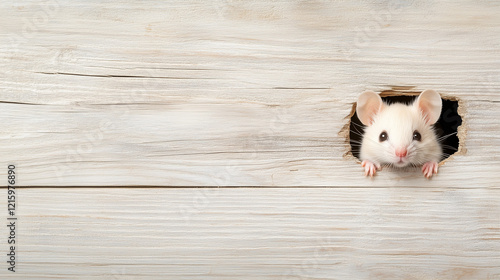 Curious Mouse in Wooden Hol...