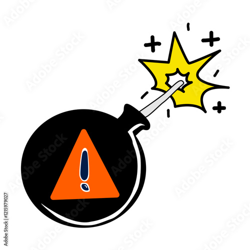 Warning Sign with Explosion Graphic. cartoon