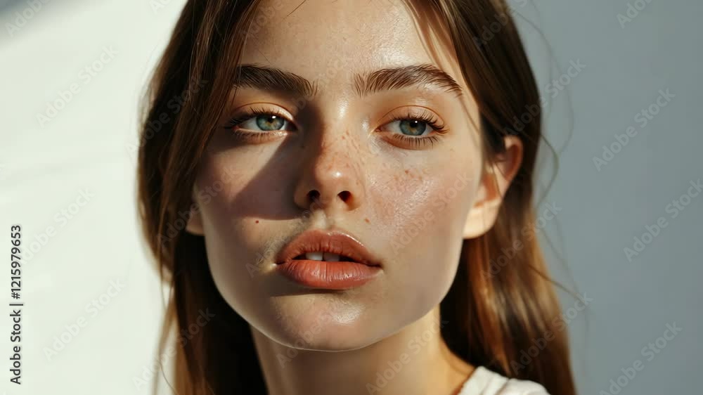 close up face portrait of young pretty woman with bright flawless skin, beauty cosmetic or skincare fashion portrait with copy space close up face portrait of young pretty woman with bright flawless skin, beauty cosmetic or skincare fashion portrait with copy space