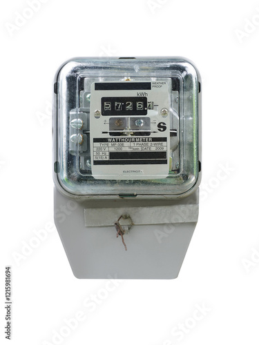 Electricity power box meters for home electrical appliances, on white backgrounds, electric power usage concepts photo