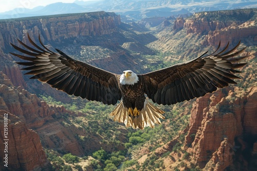 Wallpaper Mural A majestic eagle soaring above a canyon, wings spread wide, capturing the essence of freedom and the vast expanse of the natural world. Torontodigital.ca