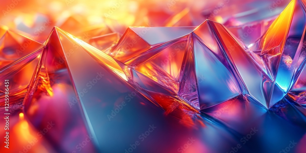 Abstract prisms, iridescent design, 3d render, Generative AI Abstract prisms, iridescent design, 3d render, Generative AI