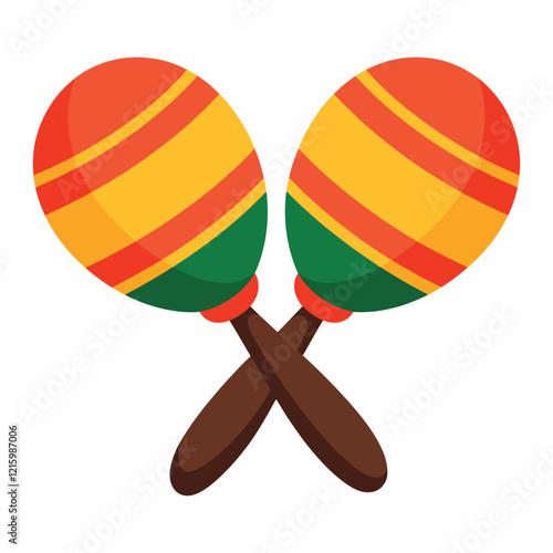 Mexican maraca icon. Traditional percussion instrument with vibrant design. Perfect for cultural, festive, or music themed illustrations. Vector illustration.