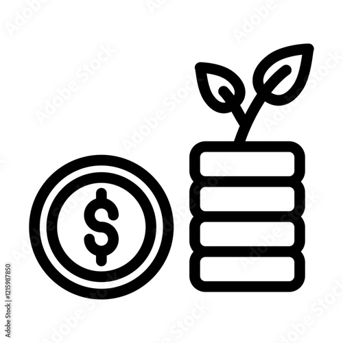 investment money coin outline style