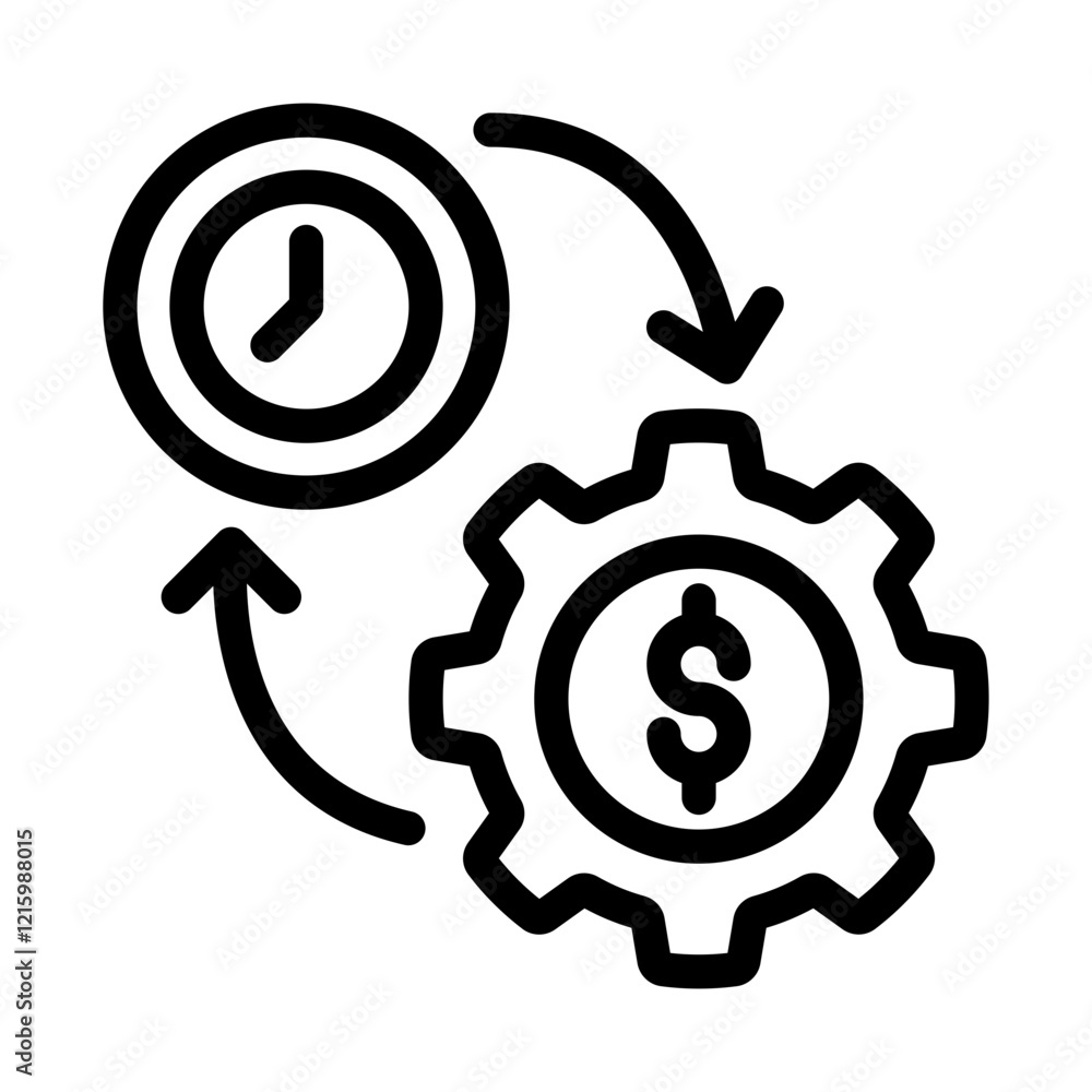 economy gear time outline style economy gear time outline style