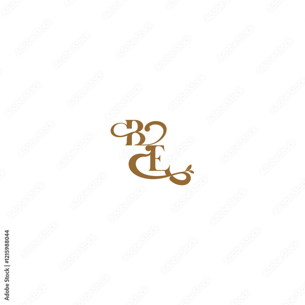 monogram wedding concept initial leaf line BE modern organic logo letter monogram wedding concept initial leaf line BE modern organic logo letter