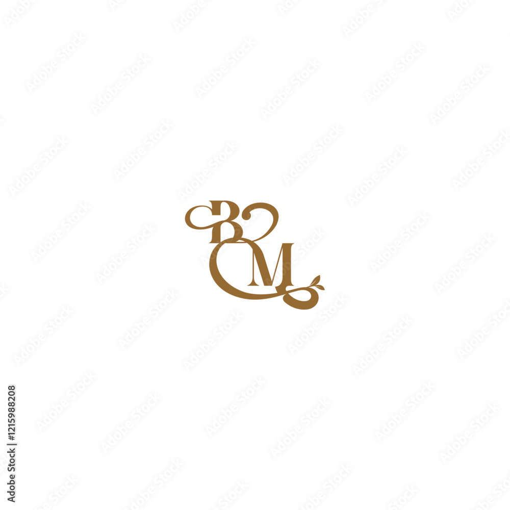 monogram wedding concept initial leaf line BM modern organic logo letter monogram wedding concept initial leaf line BM modern organic logo letter