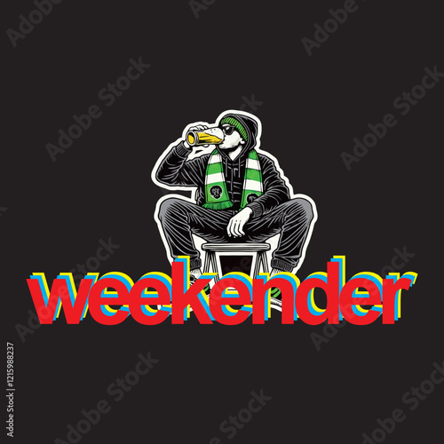 illustration vector graphic of Football fans ultras hooligan with football  scarf chill on chair design for logo, t-shirt, etc