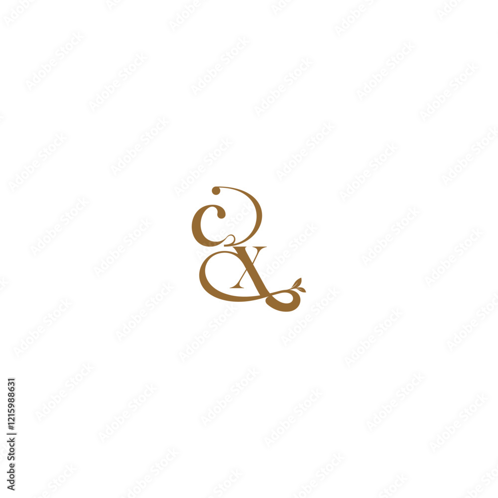 Naklejka premium monogram wedding concept initial leaf line CX modern organic logo letter