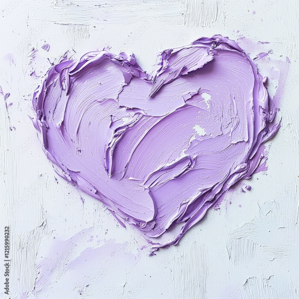 Obraz premium a light purple heart made with thick brush strokes on white background