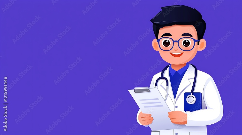Smiling doctor reviewing medical chart. Smiling doctor reviewing medical chart.