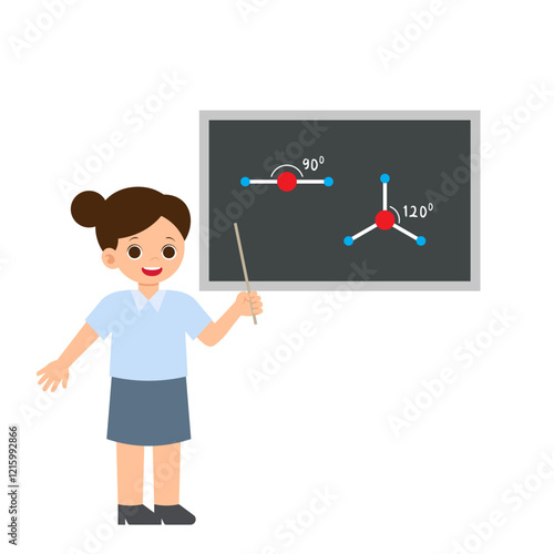 Science Class Teacher Explaining Science Concepts with Black Board