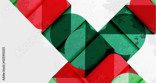 Squares, circles and triangles and grainy noisy texture. Vector Illustration For Wallpaper, Banner, Background, Card, Book Illustration, landing page