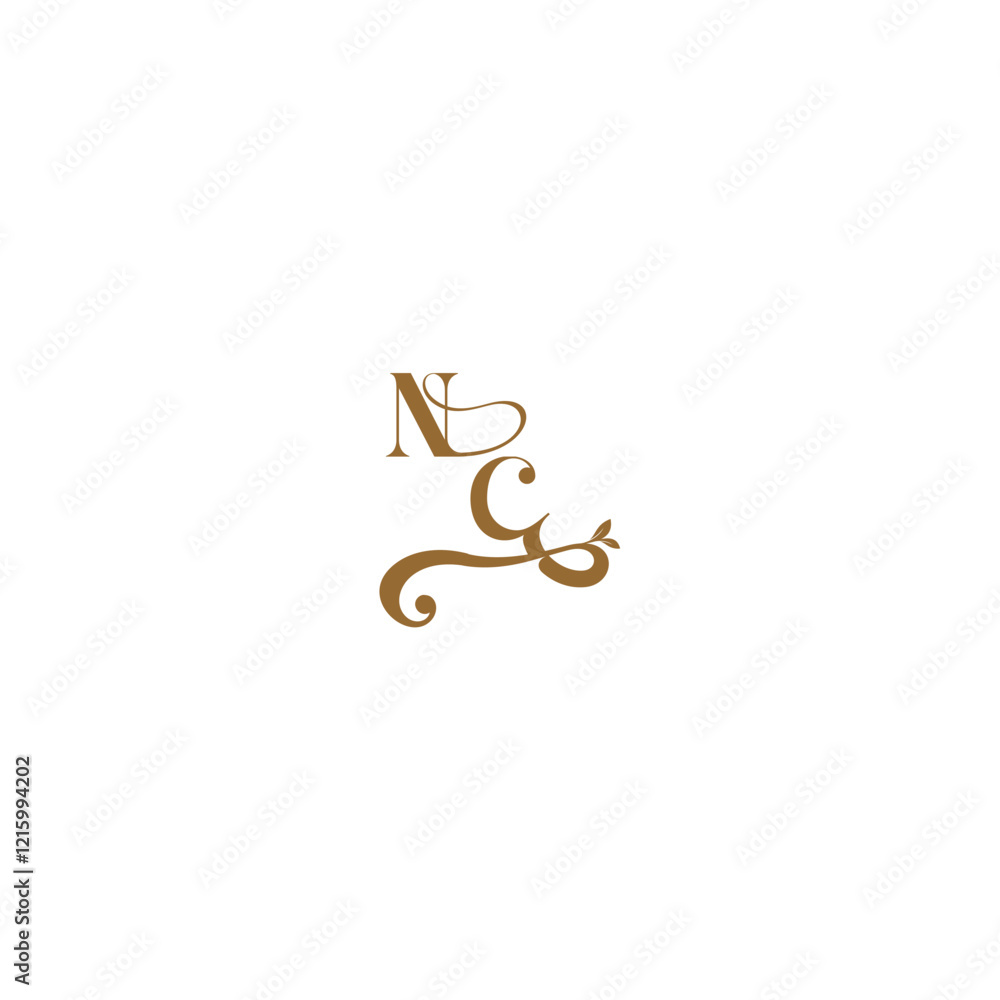 monogram wedding concept initial leaf line NC modern organic logo letter monogram wedding concept initial leaf line NC modern organic logo letter