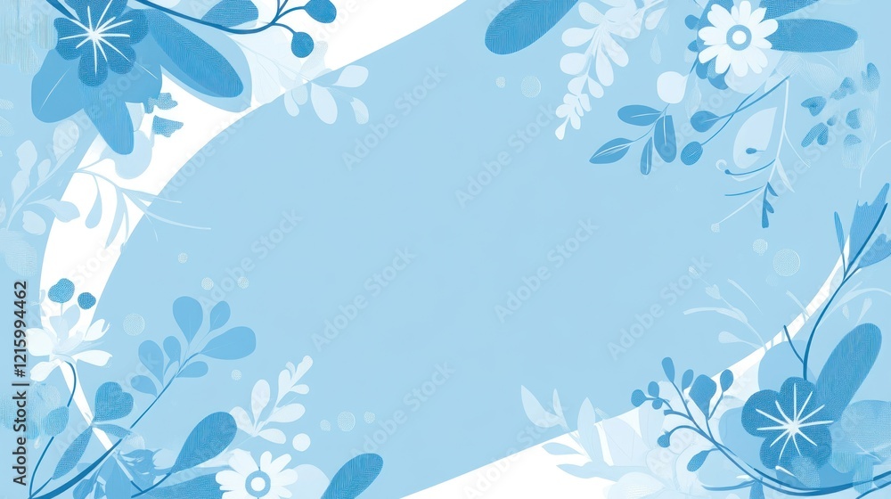 Blue floral banner, spring design, website header, blank space for text Blue floral banner, spring design, website header, blank space for text
