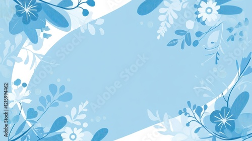 Blue floral banner, spring design, website header, blank space for text