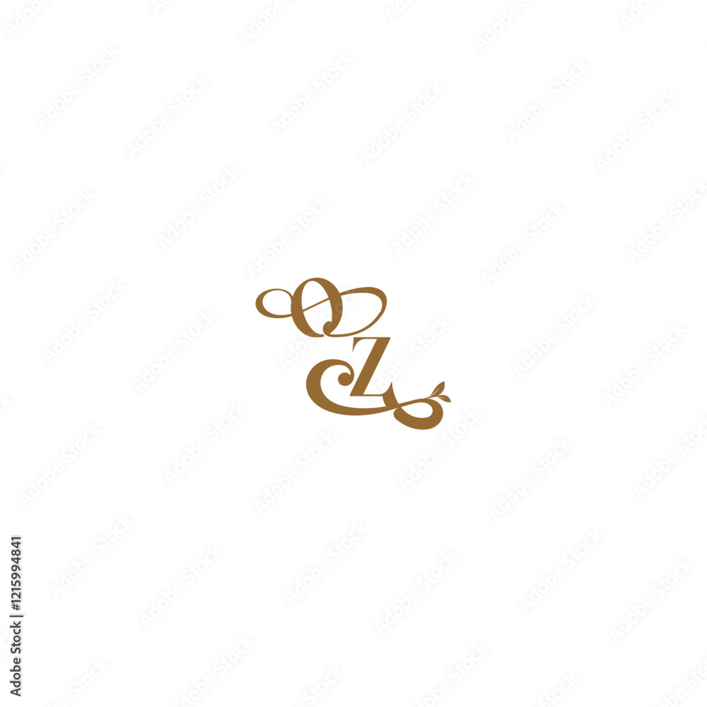 monogram wedding concept initial leaf line OZ modern organic logo letter monogram wedding concept initial leaf line OZ modern organic logo letter
