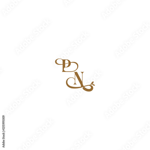 monogram wedding concept initial leaf line PN modern organic logo letter