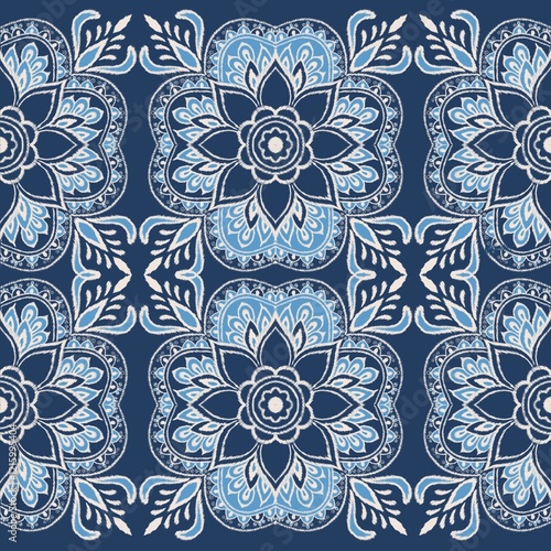 Beautiful designs decorate the tapestry of aesthetic beauty, and the blending of blue tones create an elegant appearance. 