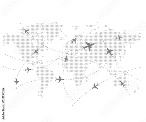 World Map and Global Airline Vector stock illustration