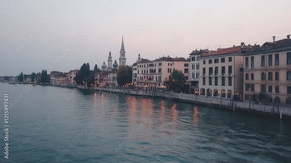 Fototapeta premium Venetian Canals Dusk Cityscape Architecture