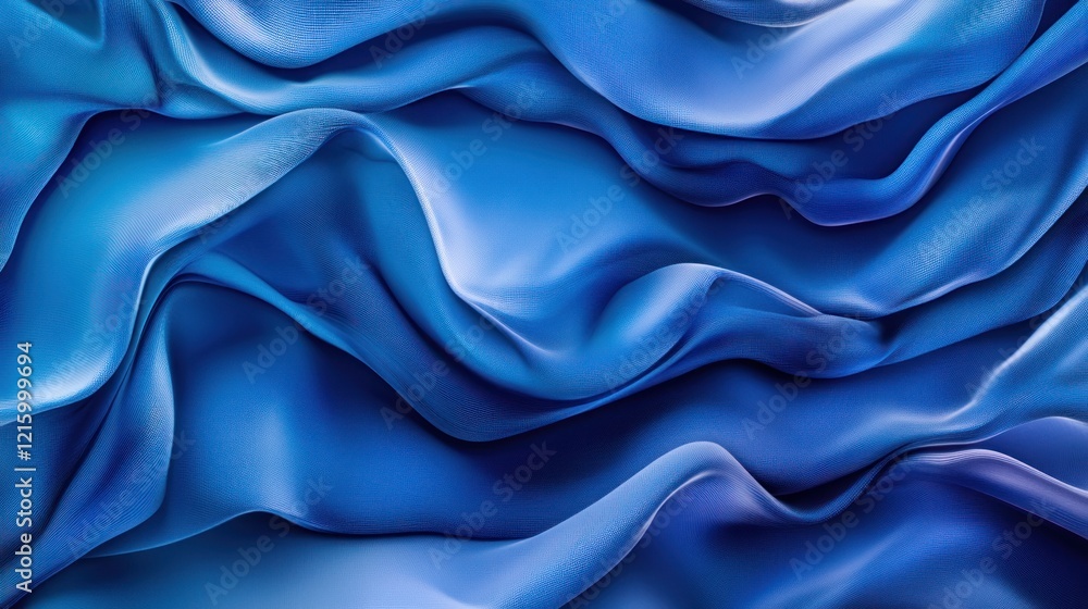 Fototapeta premium Abstract Blue Silk Waves: A Textured Digital Art Piece
