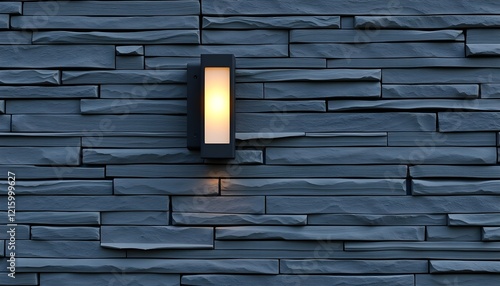 Contemporary Stone Wall Featuring a Sleek Outdoor Light photo