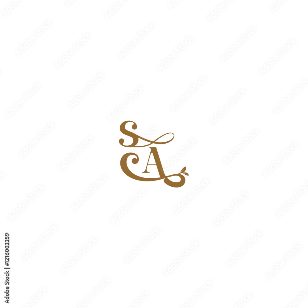monogram wedding concept initial leaf line SA modern organic logo letter monogram wedding concept initial leaf line SA modern organic logo letter
