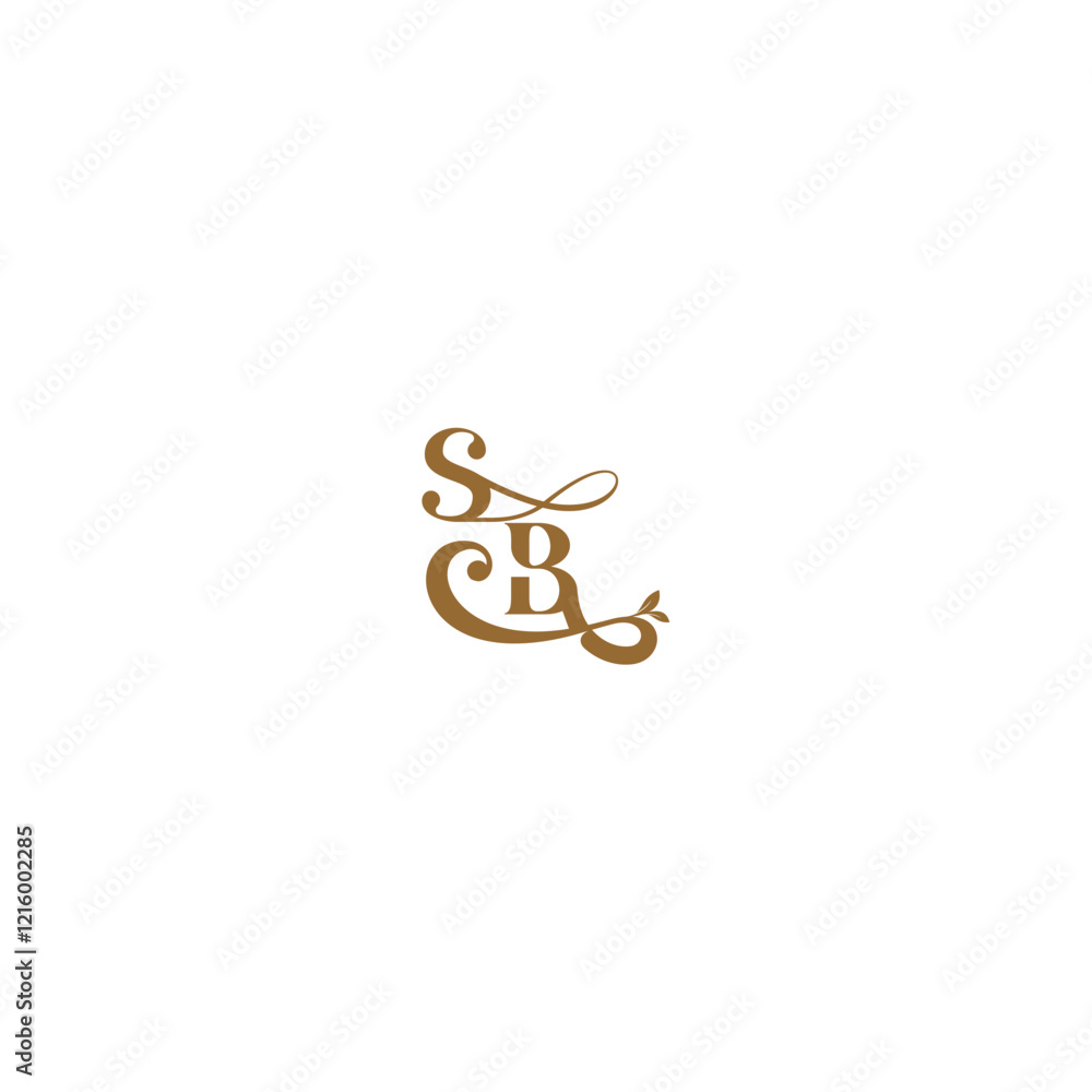 monogram wedding concept initial leaf line SB modern organic logo letter monogram wedding concept initial leaf line SB modern organic logo letter