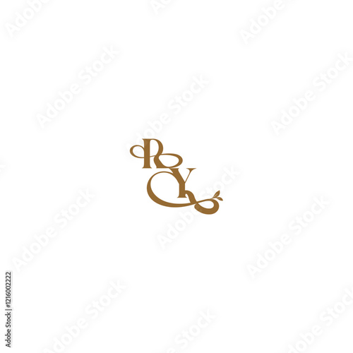 monogram wedding concept initial leaf line RY modern organic logo letter