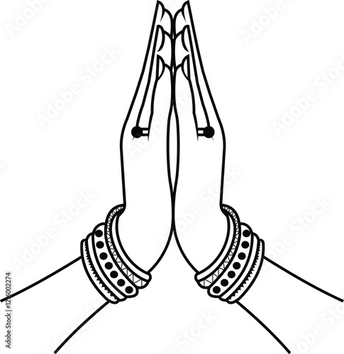 Namaste gesture vector hand drawn	