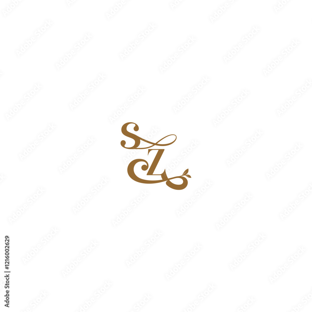 monogram wedding concept initial leaf line SZ modern organic logo letter monogram wedding concept initial leaf line SZ modern organic logo letter