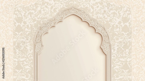 Simple blank page with the shape of an Islamic arch, copy space for text  photo