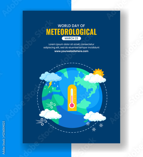 World Meteorological Day Flat Cartoon Design for Vertical Poster Templates