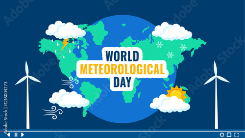Cartoon Style Social Media Template for World Meteorological Day Thumbnail Designs