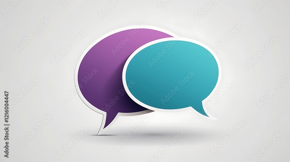 A speech bubble icon with depth and shadows, rendered in 3D, on a white background. A speech bubble icon with depth and shadows, rendered in 3D, on a white background.