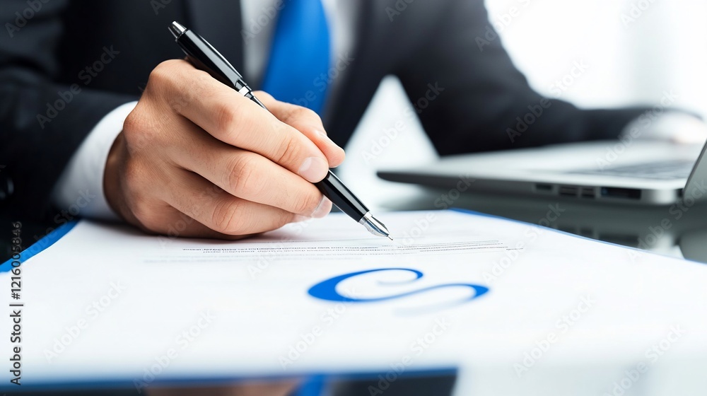 Close-up of businessman signing document. Close-up of businessman signing document.