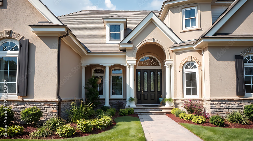 Luxury Home Exterior: Elegant Facade, Landscaping, and Modern Design Luxury Home Exterior: Elegant Facade, Landscaping, and Modern Design