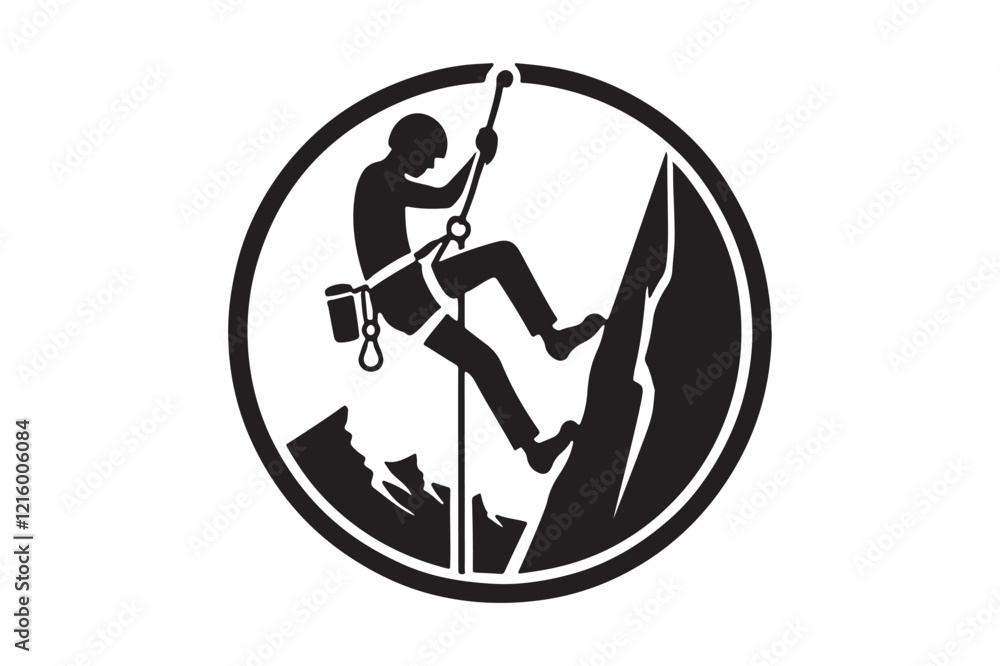 Fototapeta premium Climber in Action Silhouette Minimalist Vector Design
