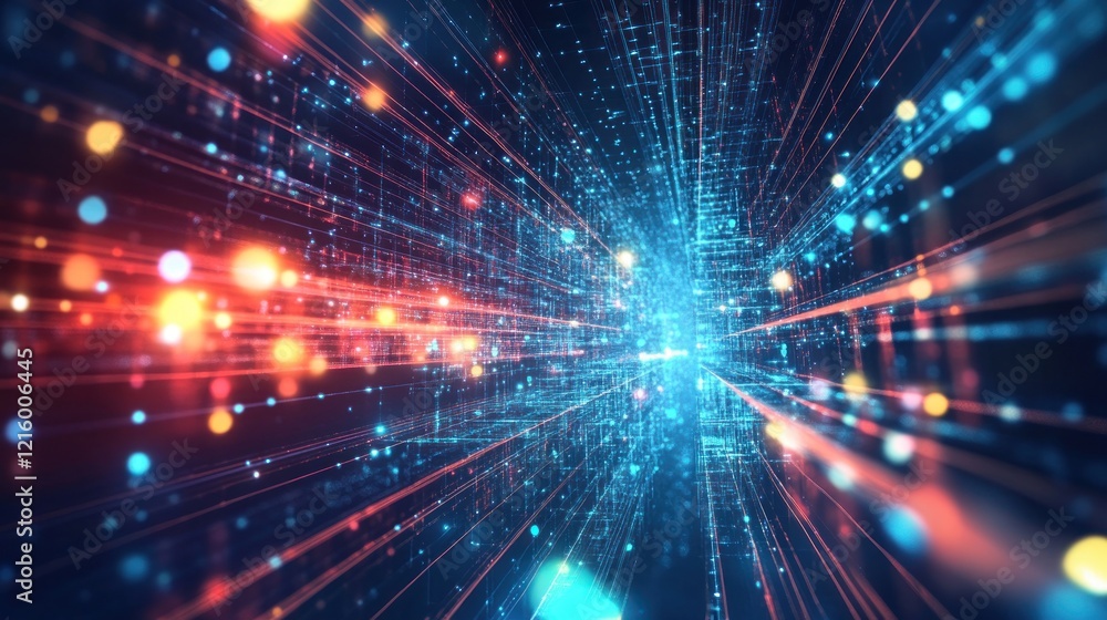 Fototapeta premium Digital Data Stream: A Journey Through Cyberspace