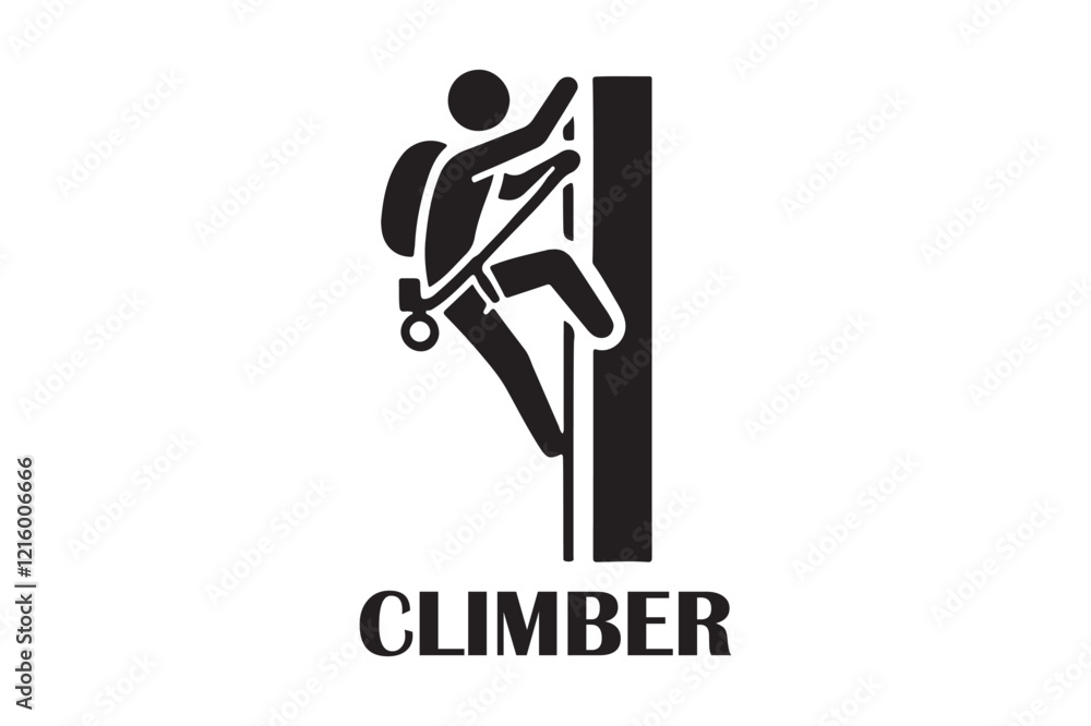 Simple Black Climber Minimalist Vector Artwork Simple Black Climber Minimalist Vector Artwork