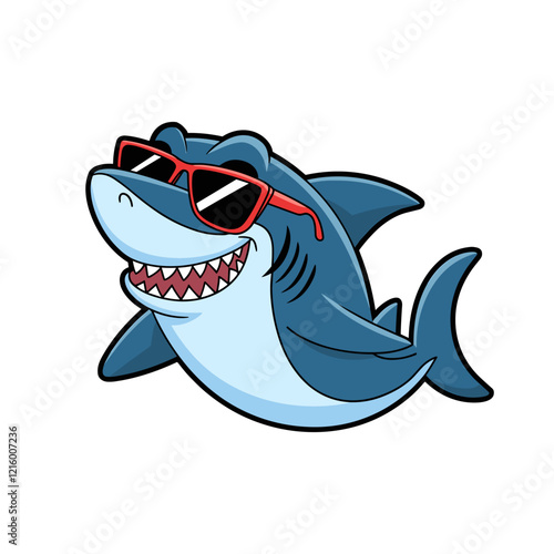 Cartoon Shark Wearing Sunglasses Illustration