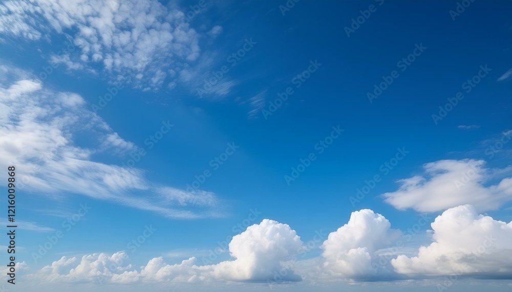 青空とふわふわの白い雲 青空とふわふわの白い雲