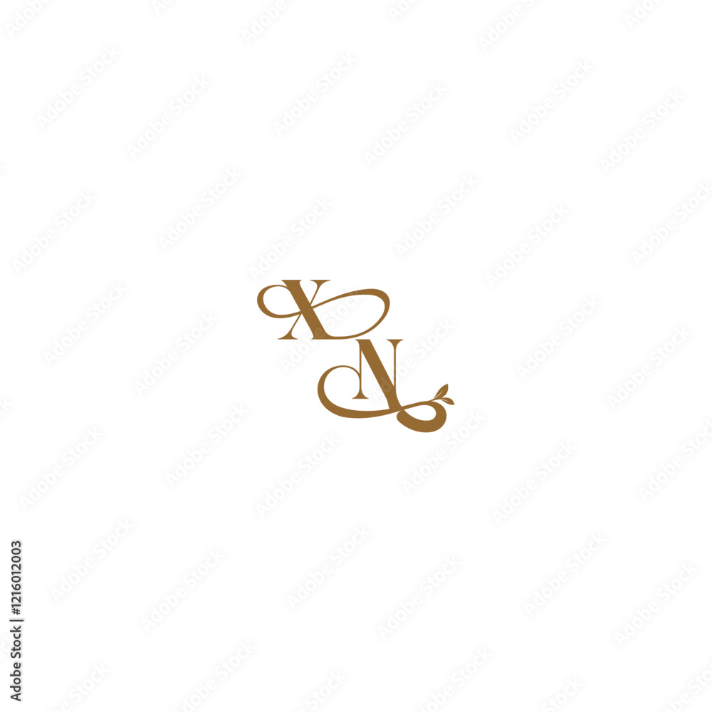 XN letter initial leaf line modern organic logo monogram wedding concept XN letter initial leaf line modern organic logo monogram wedding concept