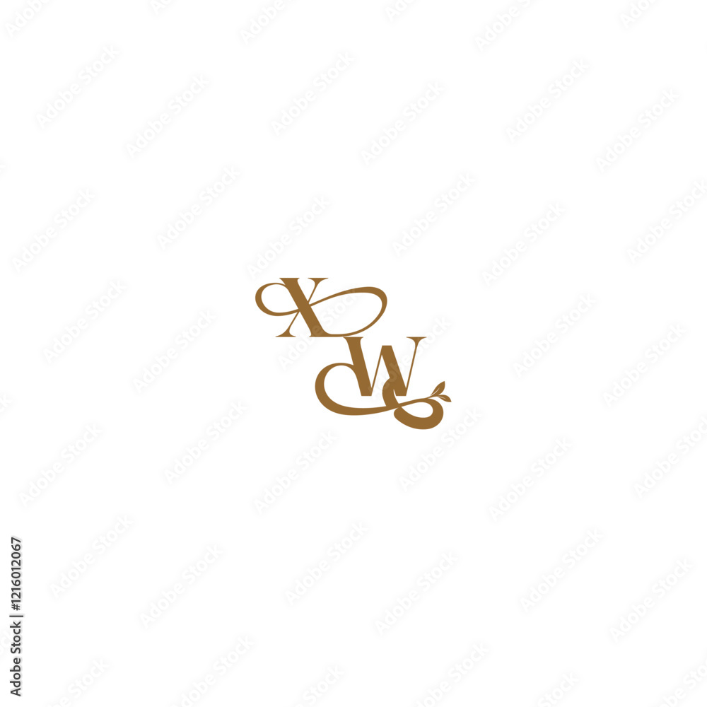XW letter initial leaf line modern organic logo monogram wedding concept XW letter initial leaf line modern organic logo monogram wedding concept