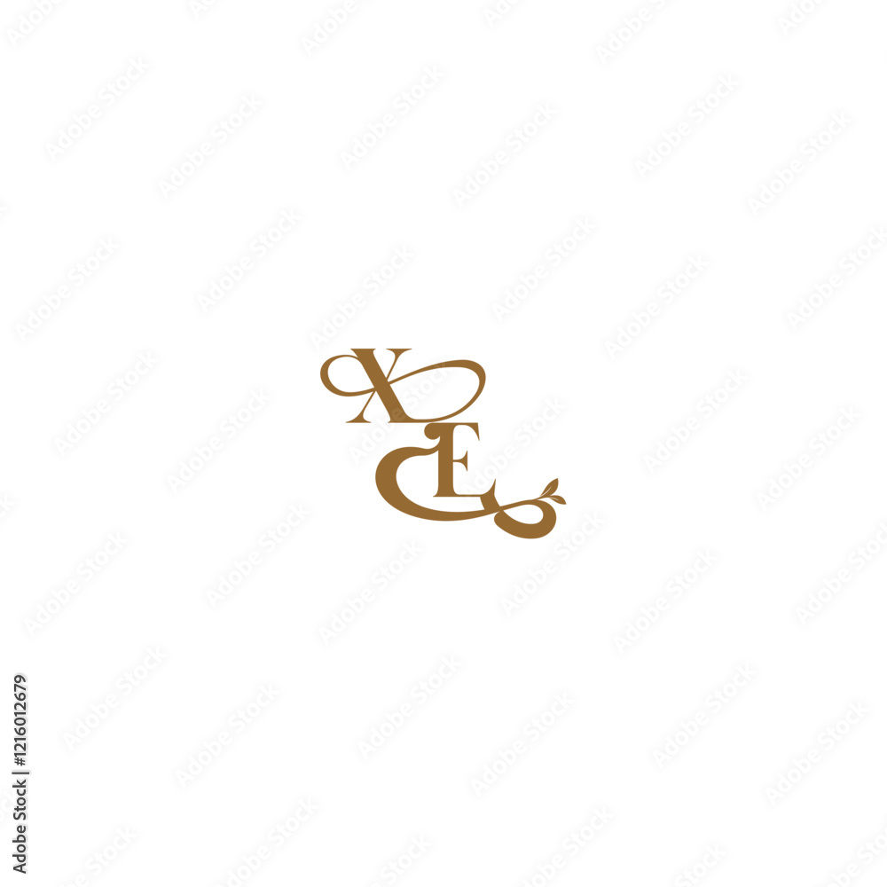 XE letter initial leaf line modern organic logo monogram wedding concept XE letter initial leaf line modern organic logo monogram wedding concept