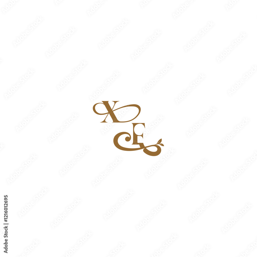 XF letter initial leaf line modern organic logo monogram wedding concept XF letter initial leaf line modern organic logo monogram wedding concept