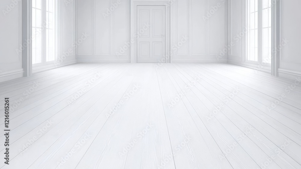 White Room Interior Design Empty Space with Door and Windows White Room Interior Design Empty Space with Door and Windows