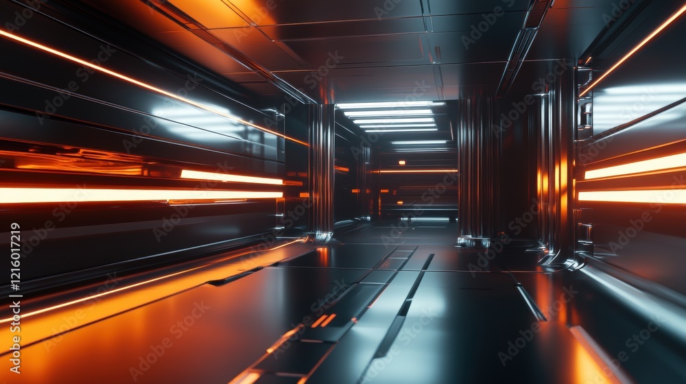 Futuristic Black Storage Unit, sleek shelves, dark tones, glowing accents, modern design, contemporary elegance, functional decor